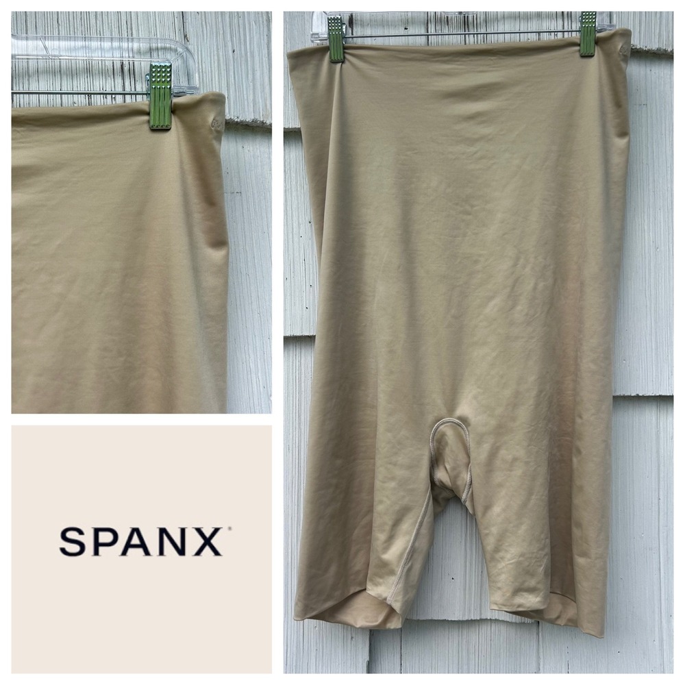 Spanx Nude High Waisted Mid Thigh Power Short Shapewear Plus Size 3X Beige Solid